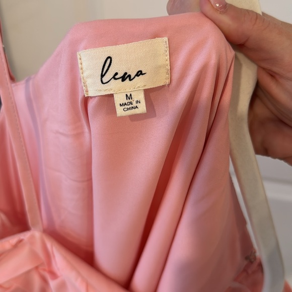 Pink Woven Spaghetti Strap Dress Medium - Picture 7 of 8